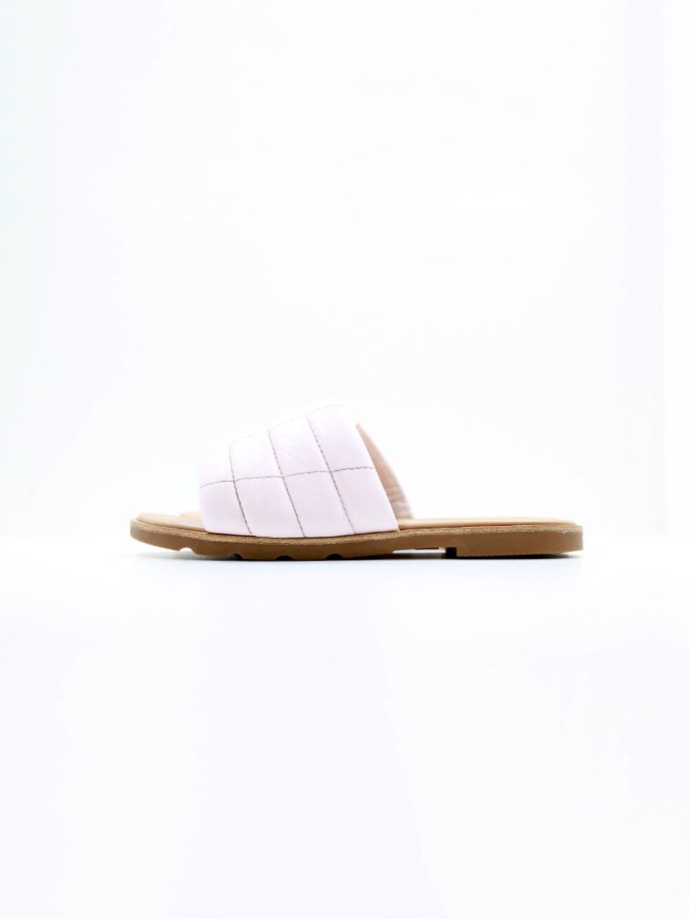 Sorel Ella III Pink Quilted Leather Lightweight Flat Slide Sandals - 8
